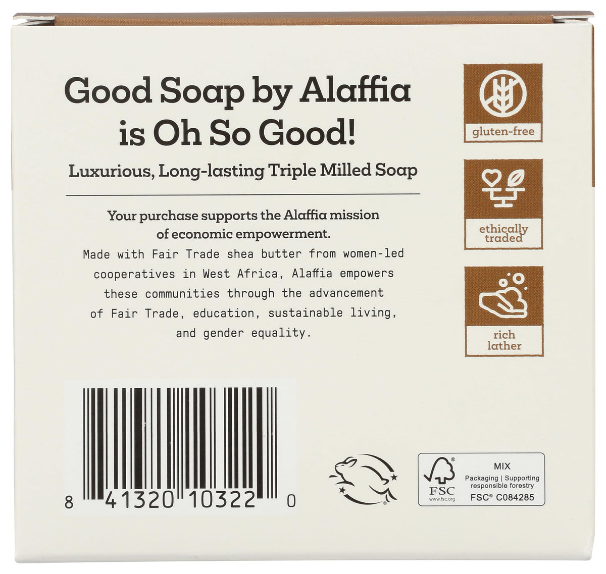 Alaffia open bar detail revealing soap texture and solid form for long use