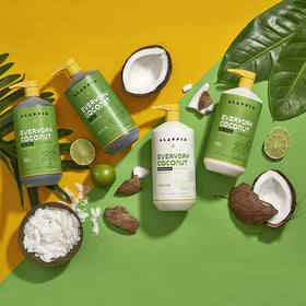 Shampoo on bathroom shelf in lifestyle scene showing Alaffia sustainable choice benefit