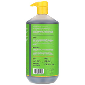 Alaffia full 32 fl oz bottle beside a hand for size comparison benefit