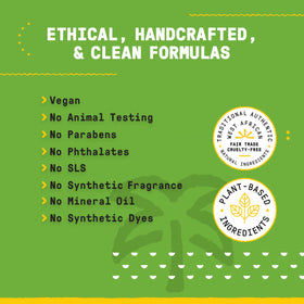 Alaffia ingredients label close-up highlighting coconut and coffee fruit extracts