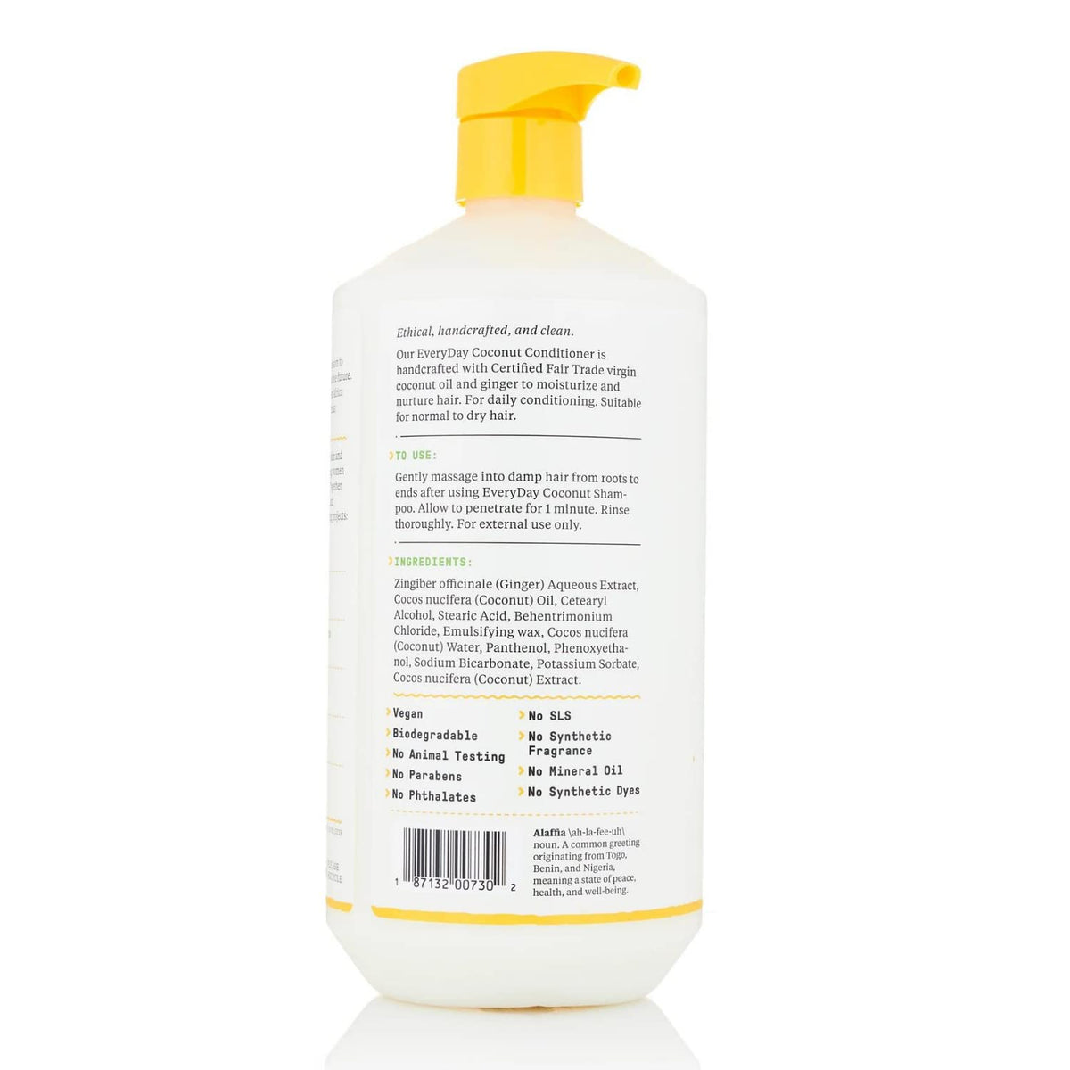 Alaffia conditioner being poured to show creamy texture and easy spread