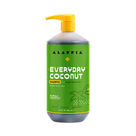 Alaffia front label of EveryDay Coconut Shampoo showing size and claims