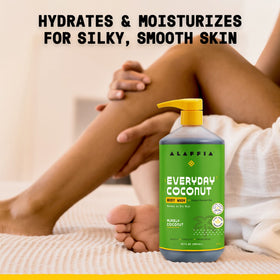 Alaffia body wash applied in shower showing hydrating cleanse in use