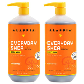 Alaffia front packaging showing clean unscented body wash bottle, gentle hydration
