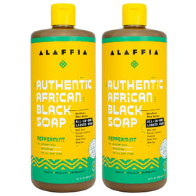 Alaffia front packaging peppermint 32 oz bottle showing label and benefit