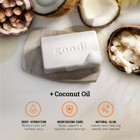 Alaffia side profile of soap bar, compact shape that resists crumbling and lasts longer