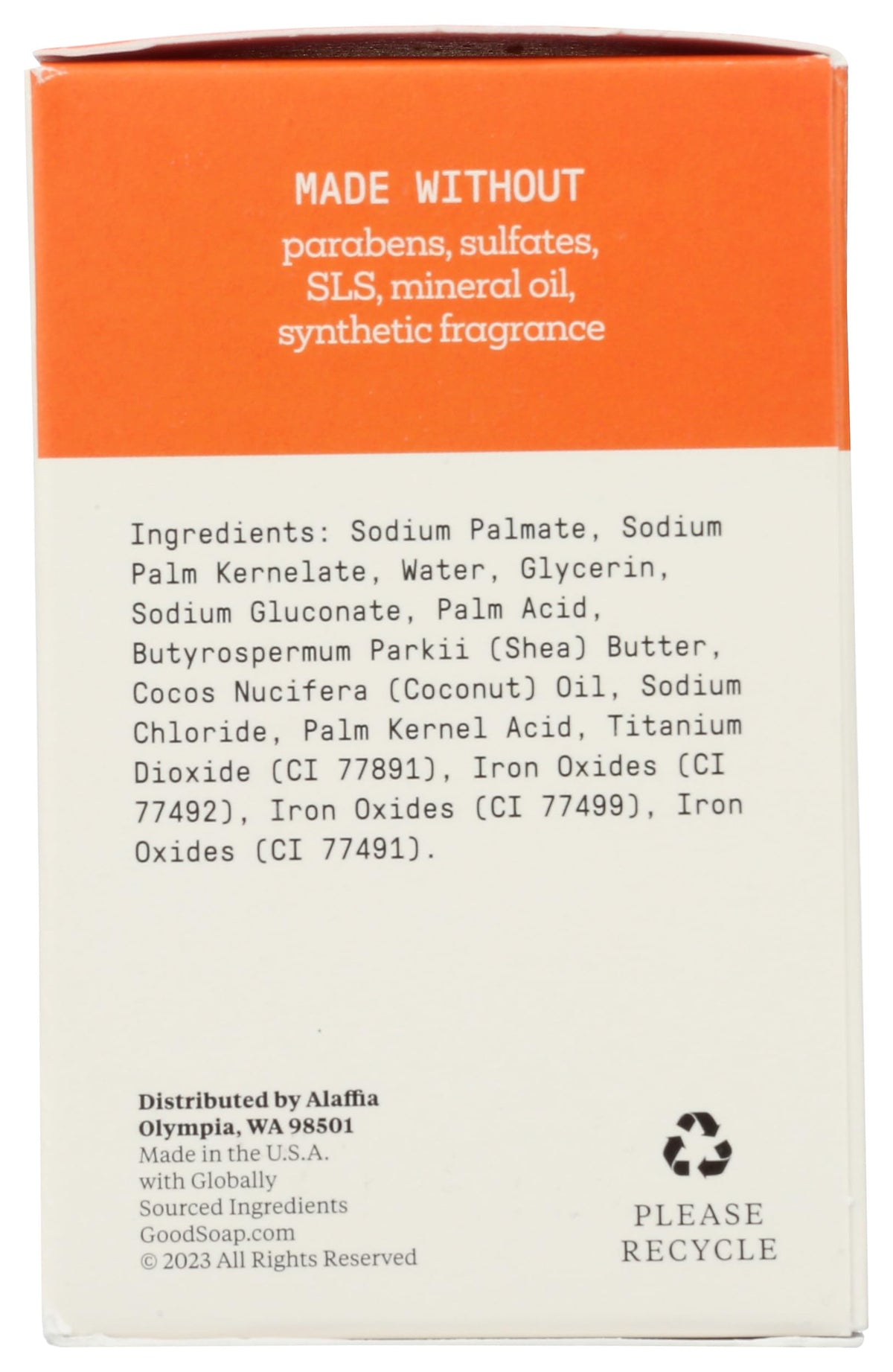 Alaffia ingredient label closeup showing shea butter and clean formulation