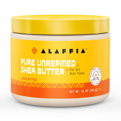 Alaffia jar front label showing product name and unscented benefit