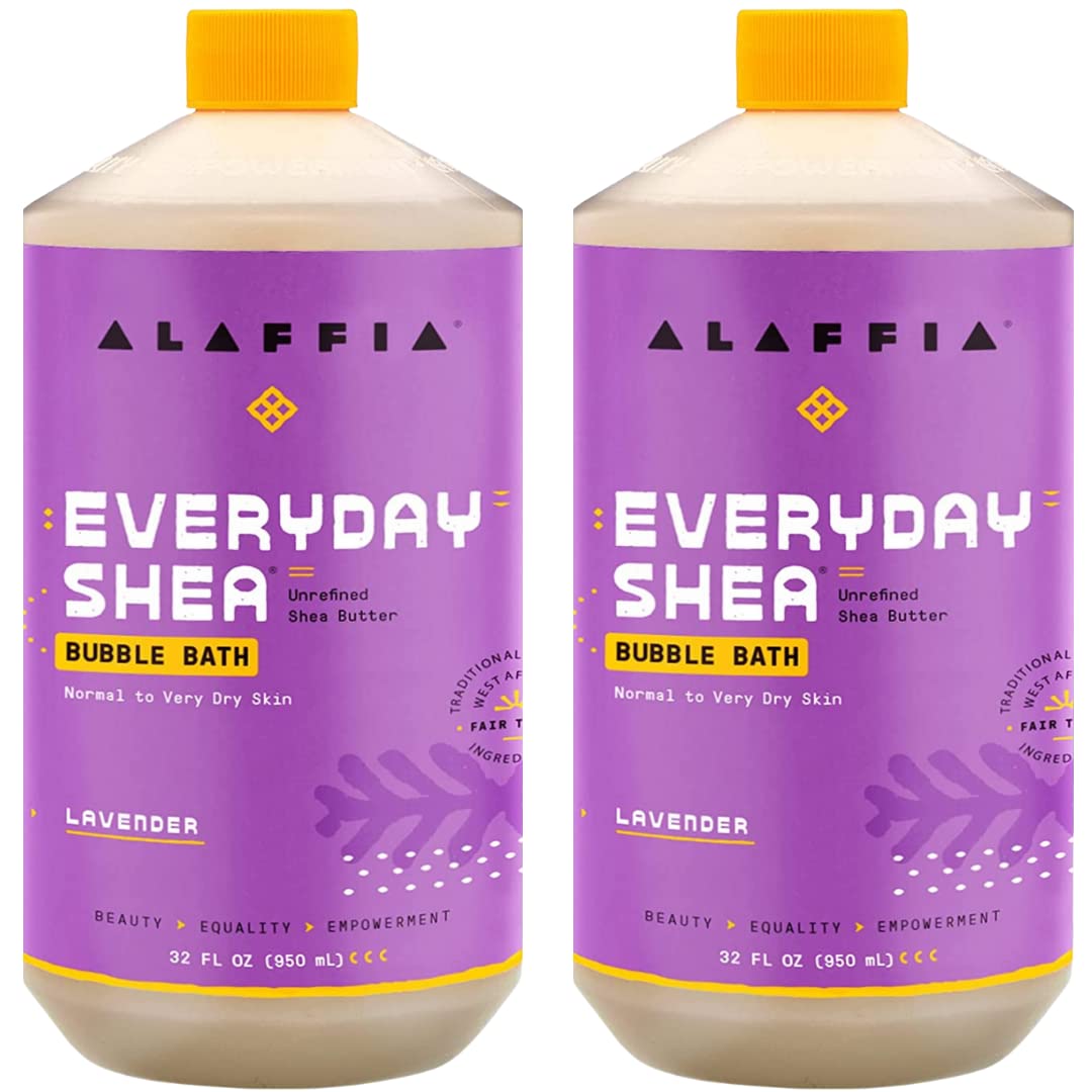 Alaffia front packaging showing two 32 fl oz bottles and product benefit