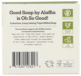 Alaffia peppermint bar close-up with lather demonstrating gentle cleansing and foam