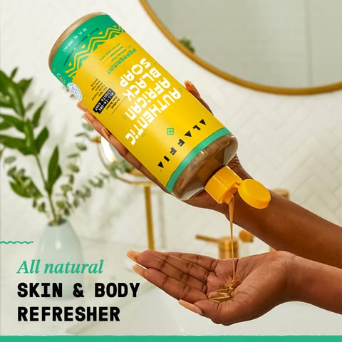Alaffia pump dispenser close-up revealing smooth liquid texture and ease