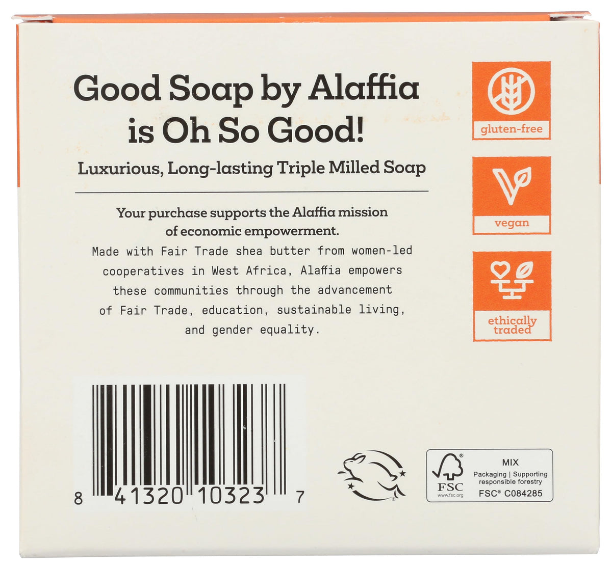Alaffia close-up of shea soap texture highlighting creamy lather benefits