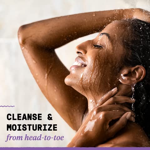 Alaffia in-use in shower scene demonstrating head-to-toe convenience and scent
