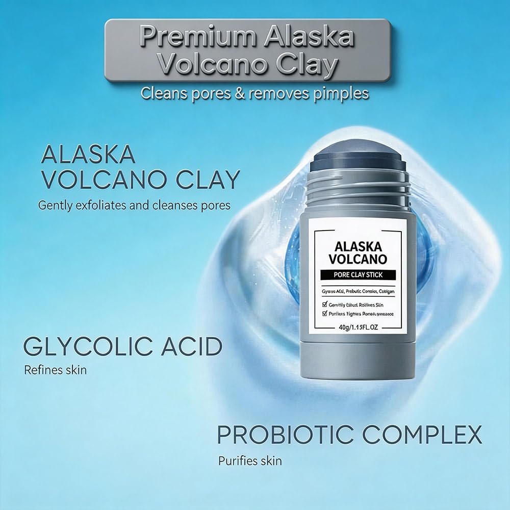 Alaska Volcano clay stick applied on nose to reduce blackheads and shine