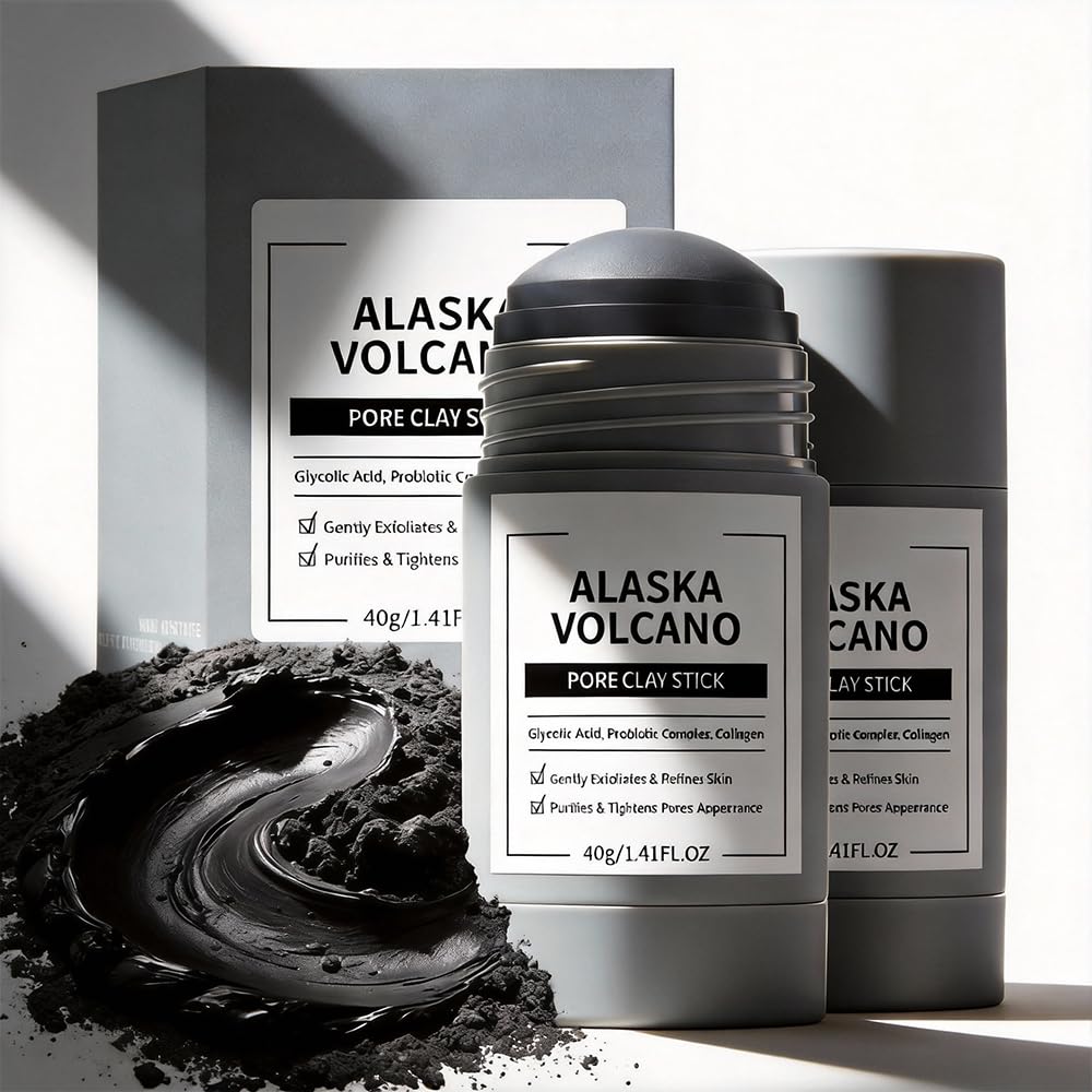 Alaska Volcano clay stick front packaging showing a compact travel mask