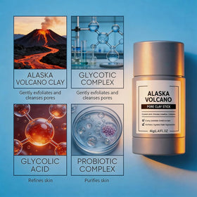 Alaska Volcano clay stick gray clay texture close-up for gentle exfoliation