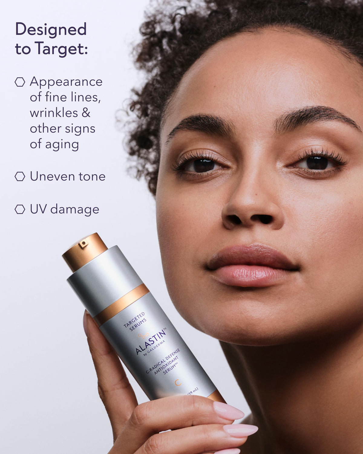 ALASTIN Skincare label detail with key ingredients listed, communicates antioxidant and collagen support