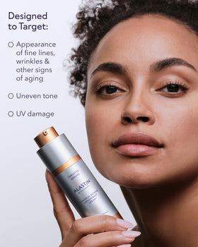 ALASTIN Skincare label detail with key ingredients listed, communicates antioxidant and collagen support