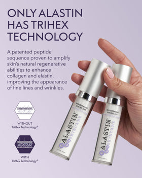 ALASTIN Skincare label close-up displaying TriHex Technology and ingredients