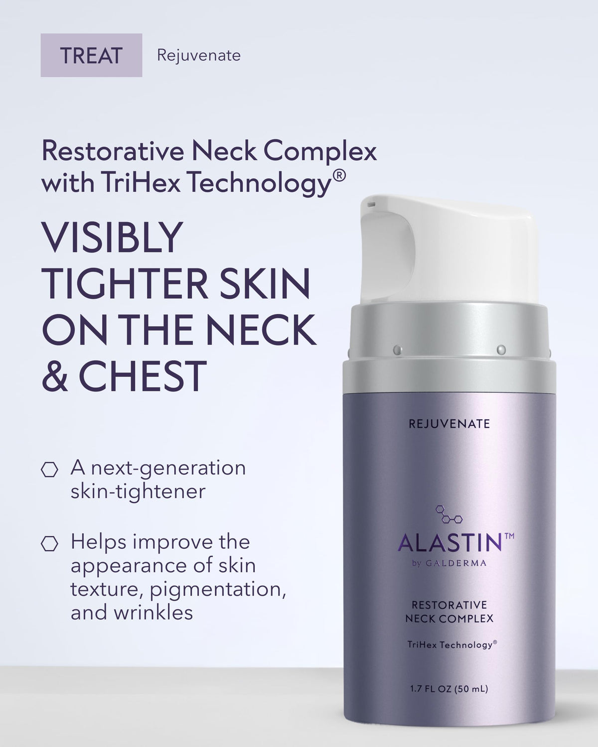 ALASTIN pump dispenser detail for precise neck-serum dosing benefit