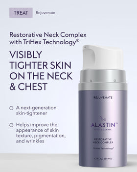 ALASTIN pump dispenser detail for precise neck-serum dosing benefit