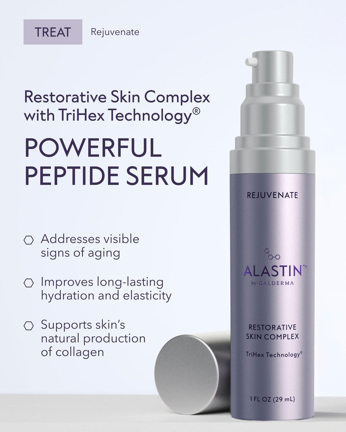 ALASTIN serum droplet on fingertip showing lightweight texture and quick absorption