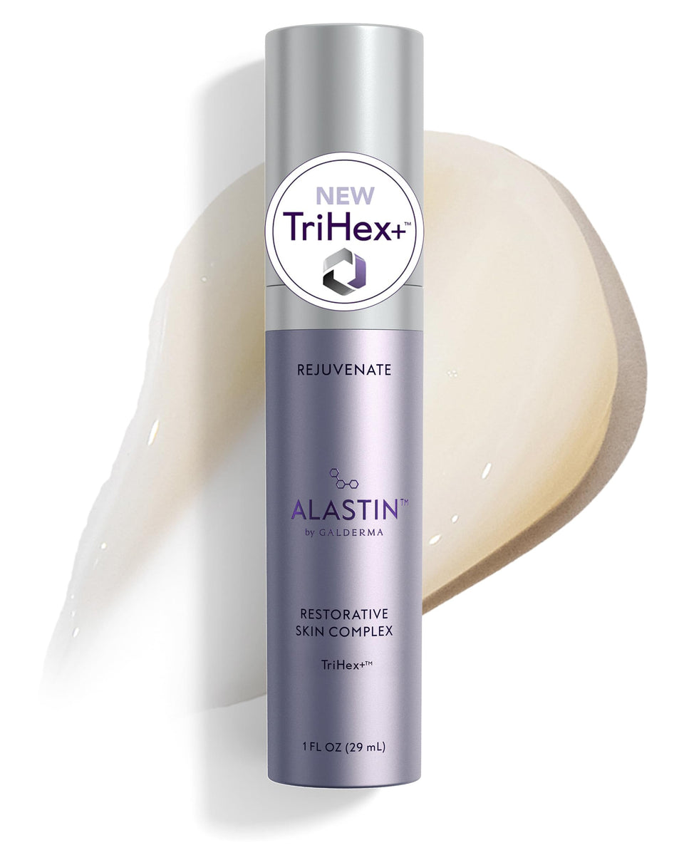 ALASTIN Restorative Skin Complex front bottle showing sleek packaging and clarity
