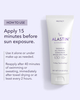 ALASTIN SilkSHIELD label and directions view highlighting application guidance