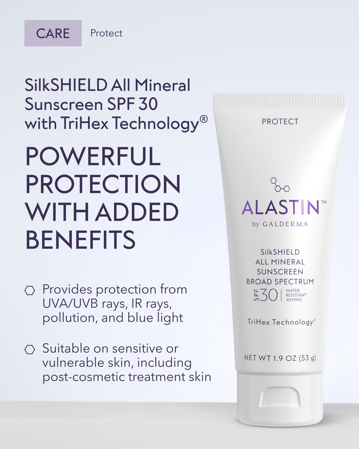 ALASTIN SilkSHIELD open tube with lotion texture demonstrating lightweight absorption