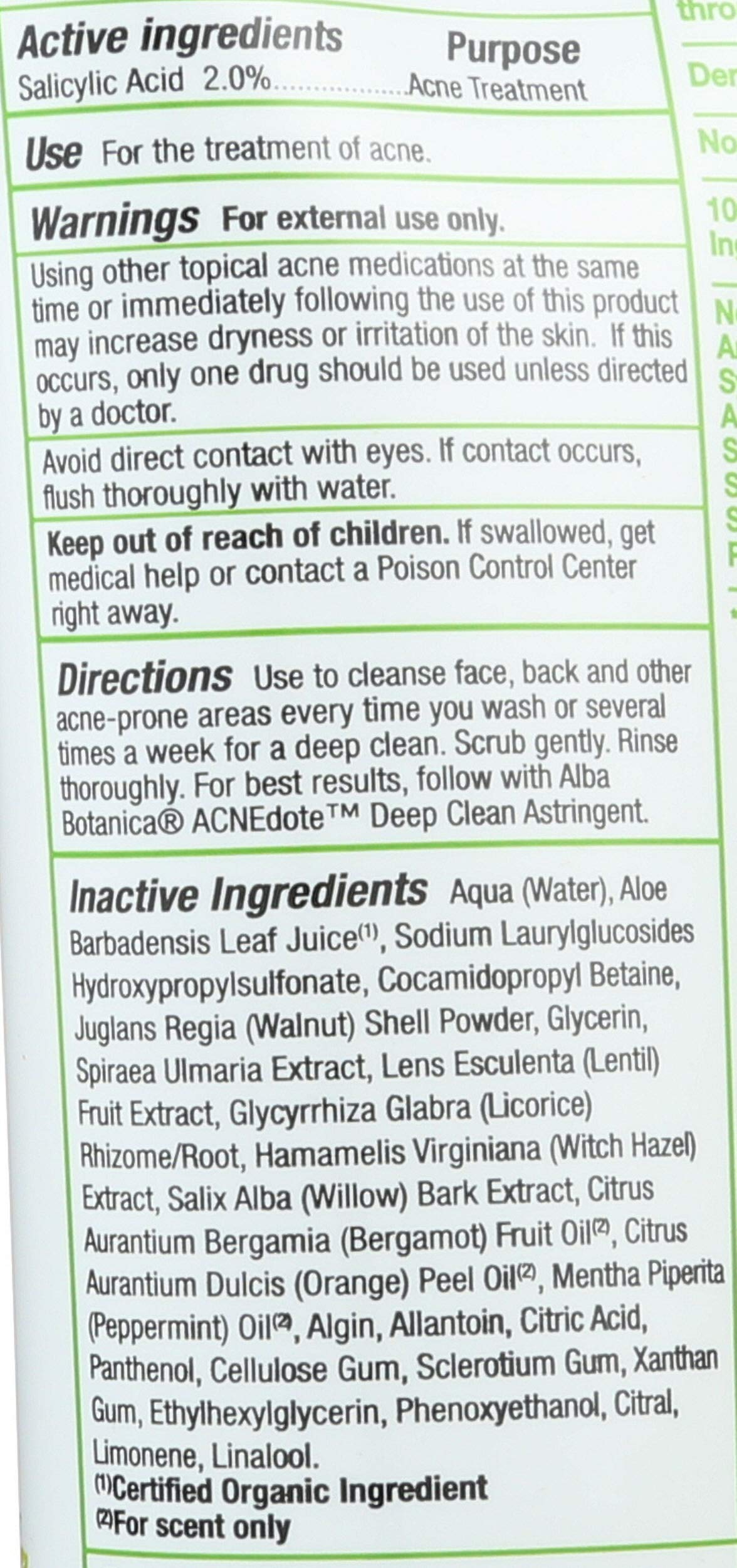 Alba Botanica scrub lathered on face in shower demonstrating effective cleansing