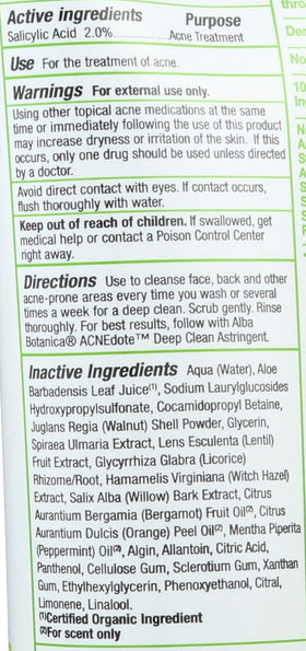 Alba Botanica scrub lathered on face in shower demonstrating effective cleansing