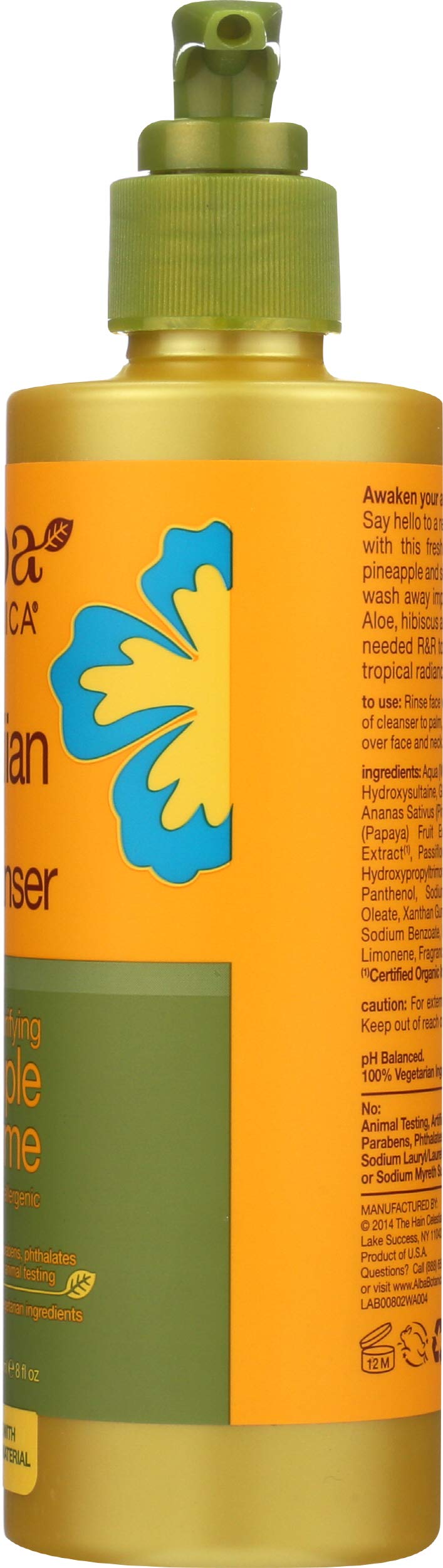 Alba Botanica 8 oz bottle in hand showing actual size for purchase confidence