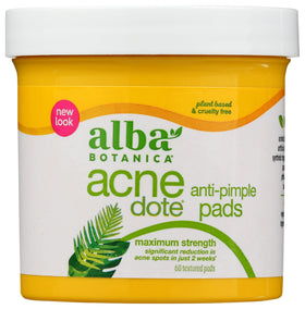 Alba Botanica front packaging showing 60-count pads and benefits