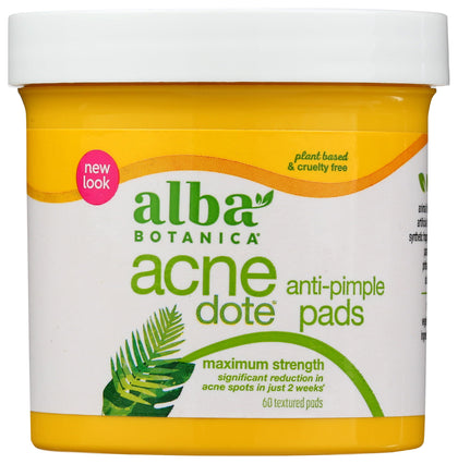 Alba Botanica front packaging showing 60-count pads and benefits