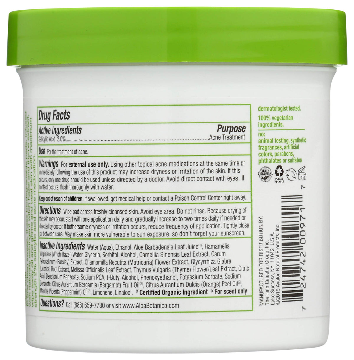 Alba Botanica pad in hand showing size and easy application