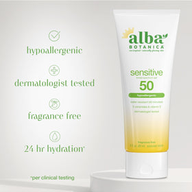Alba Botanica sunscreen applied on arm demonstrating easy absorption