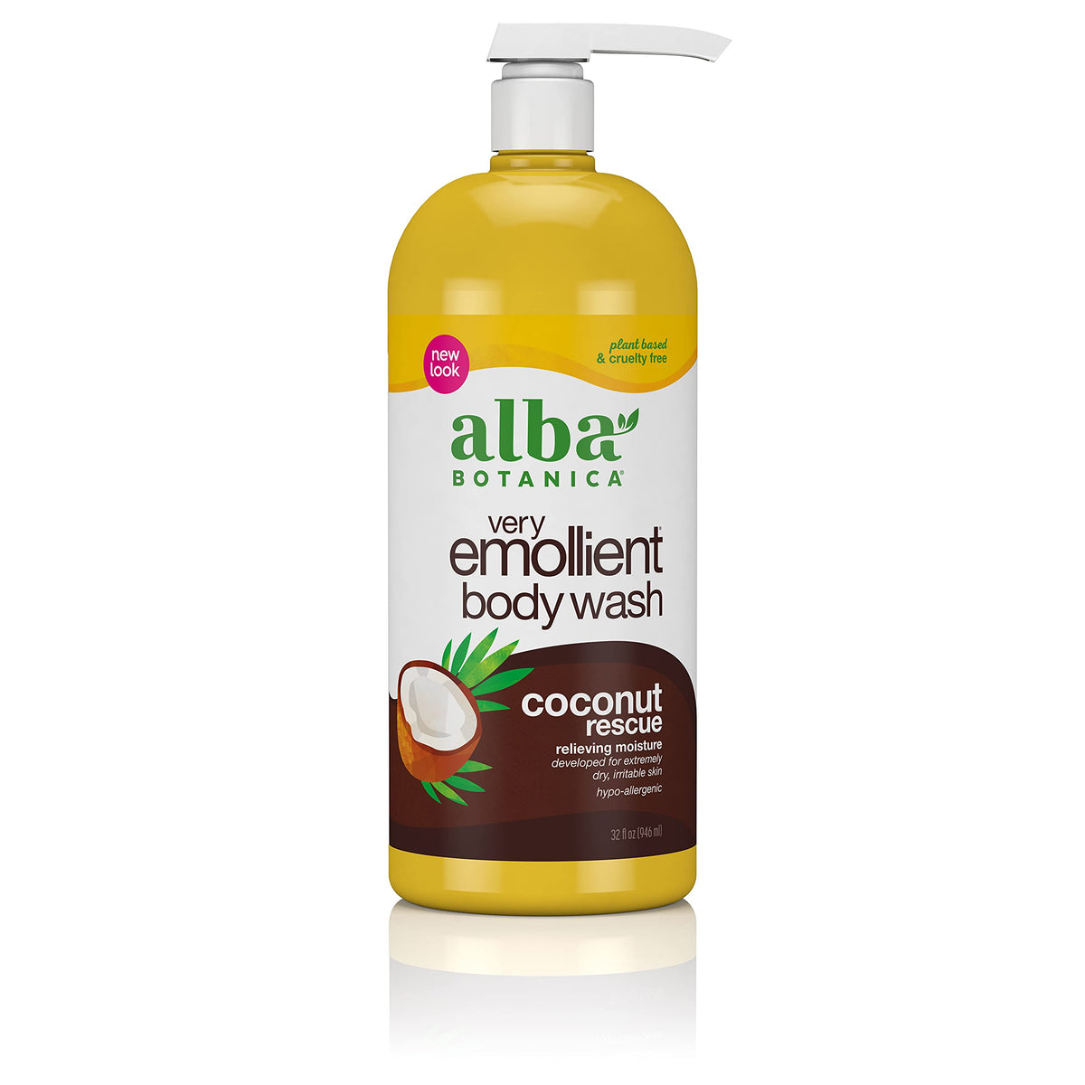 Alba Botanica front bottle view showing coconut rescue and hydration benefits