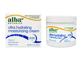 Alba Botanica jar front view showing 3 oz cream and lightweight benefit