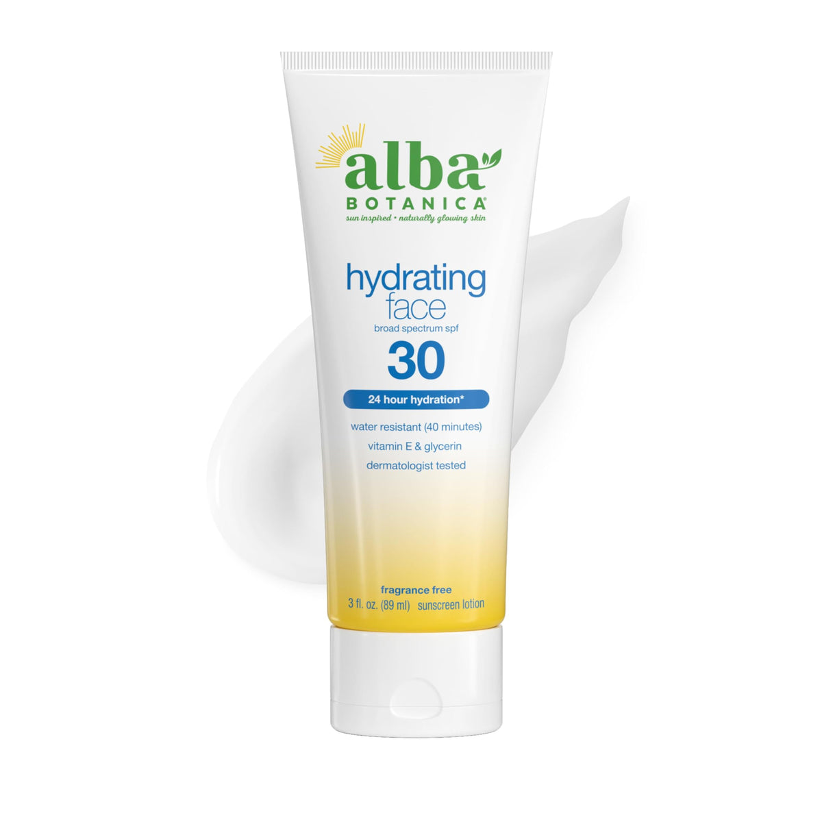 Alba Botanica front packaging showing SPF 30 and fragrance-free benefits