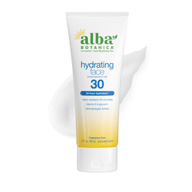 Alba Botanica front packaging showing SPF 30 and fragrance-free benefits