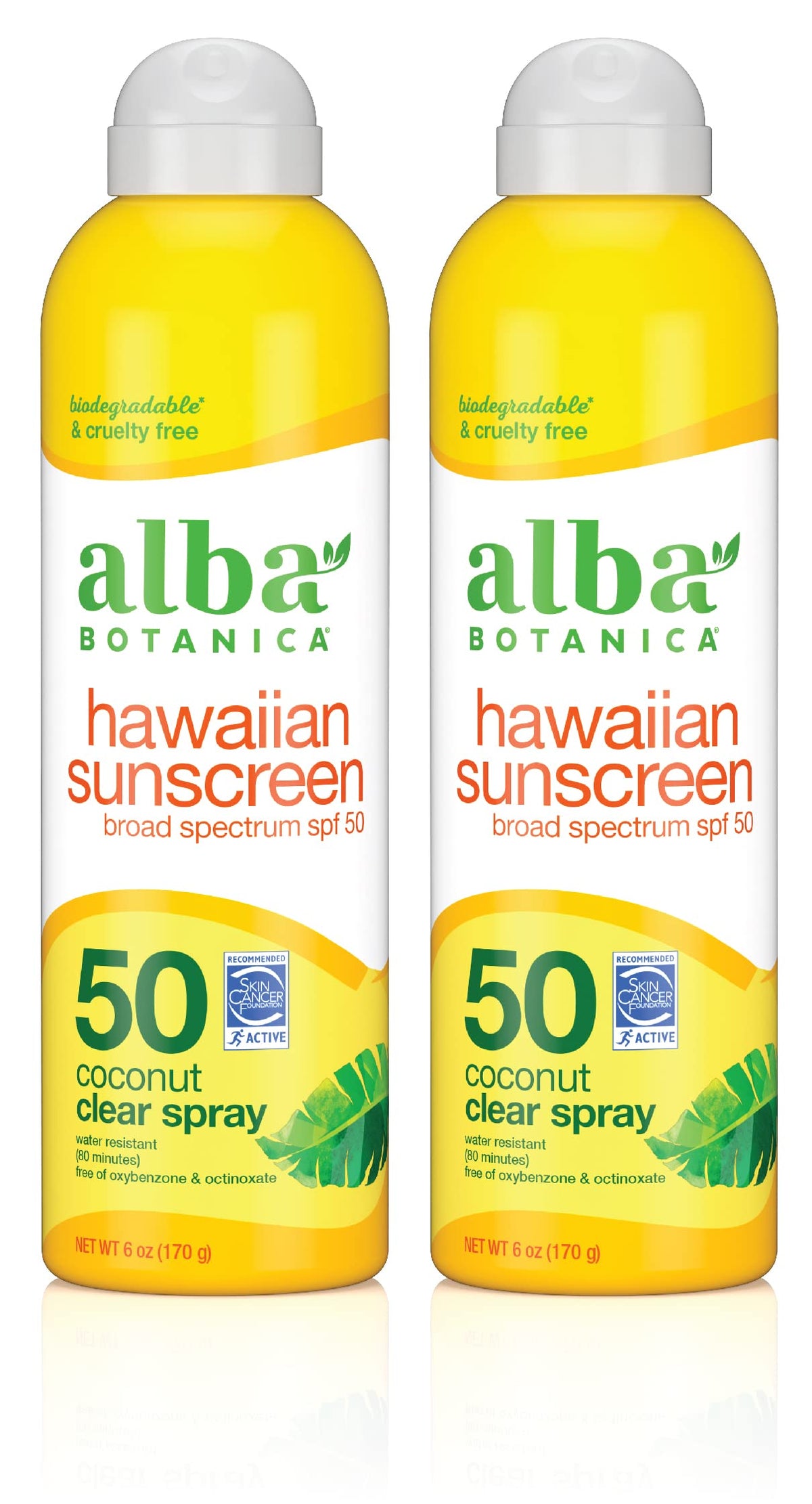 Alba Botanica front packaging showing SPF 50 and coconut scent benefit