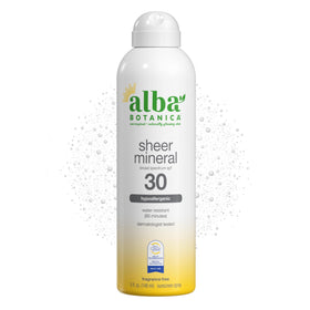 Alba Botanica front spray bottle showing label and SPF 30 protection
