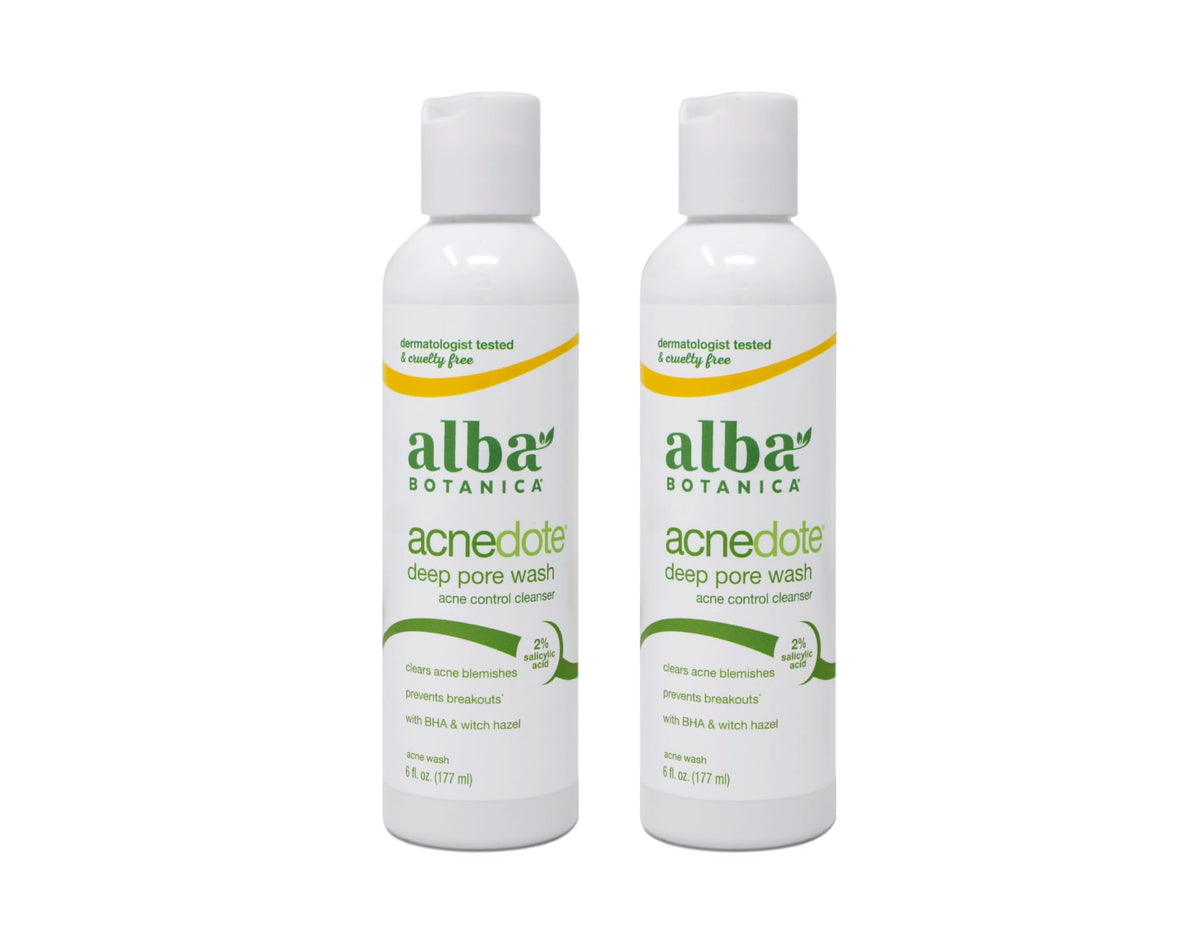 Alba Botanica front packaging showing bottle and benefit for clearer skin