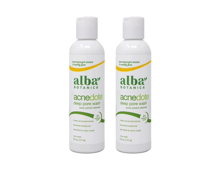 Alba Botanica front packaging showing bottle and benefit for clearer skin