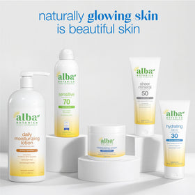 Alba Botanica used outdoors on face showing water-resistant sun protection