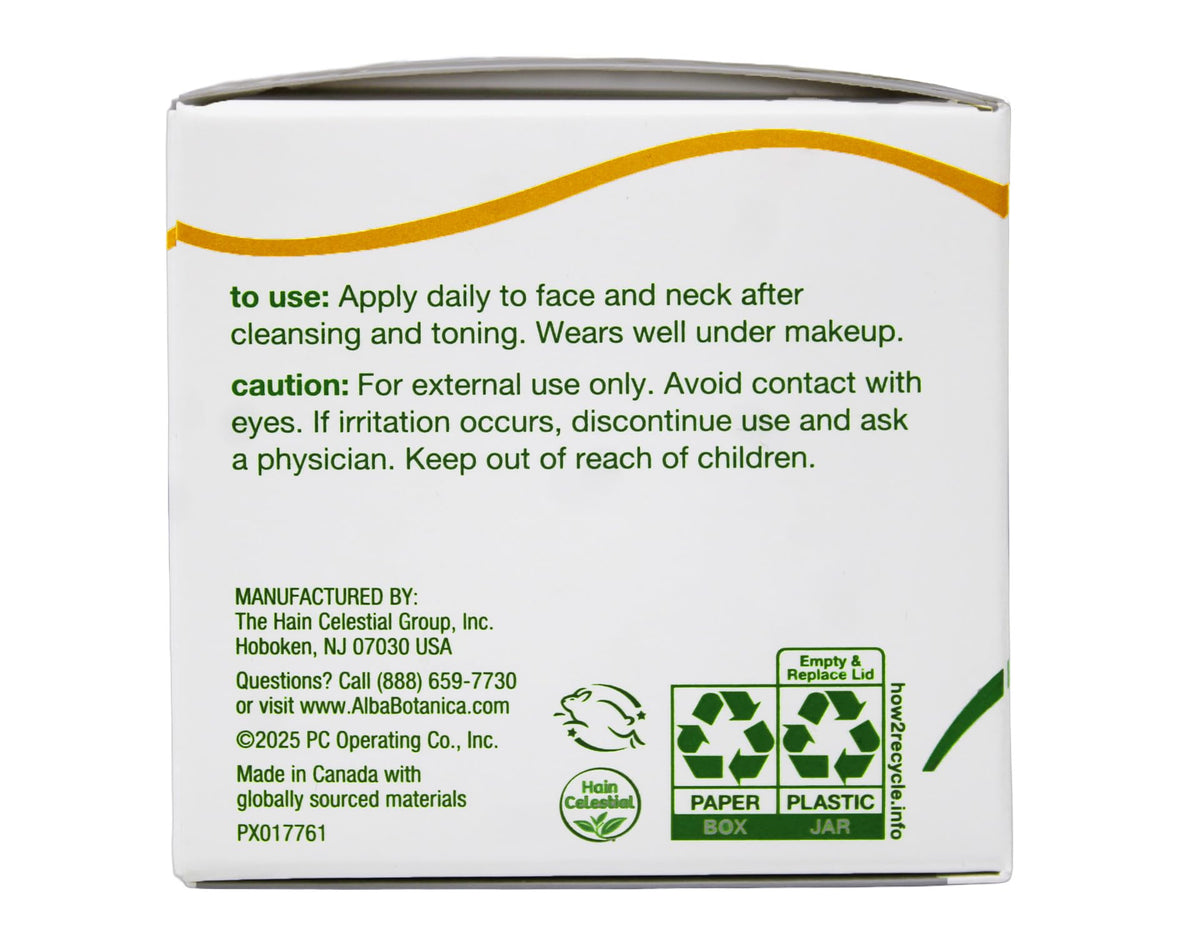Alba Botanica ingredients label closeup showing aloe, green tea, and fruit enzymes