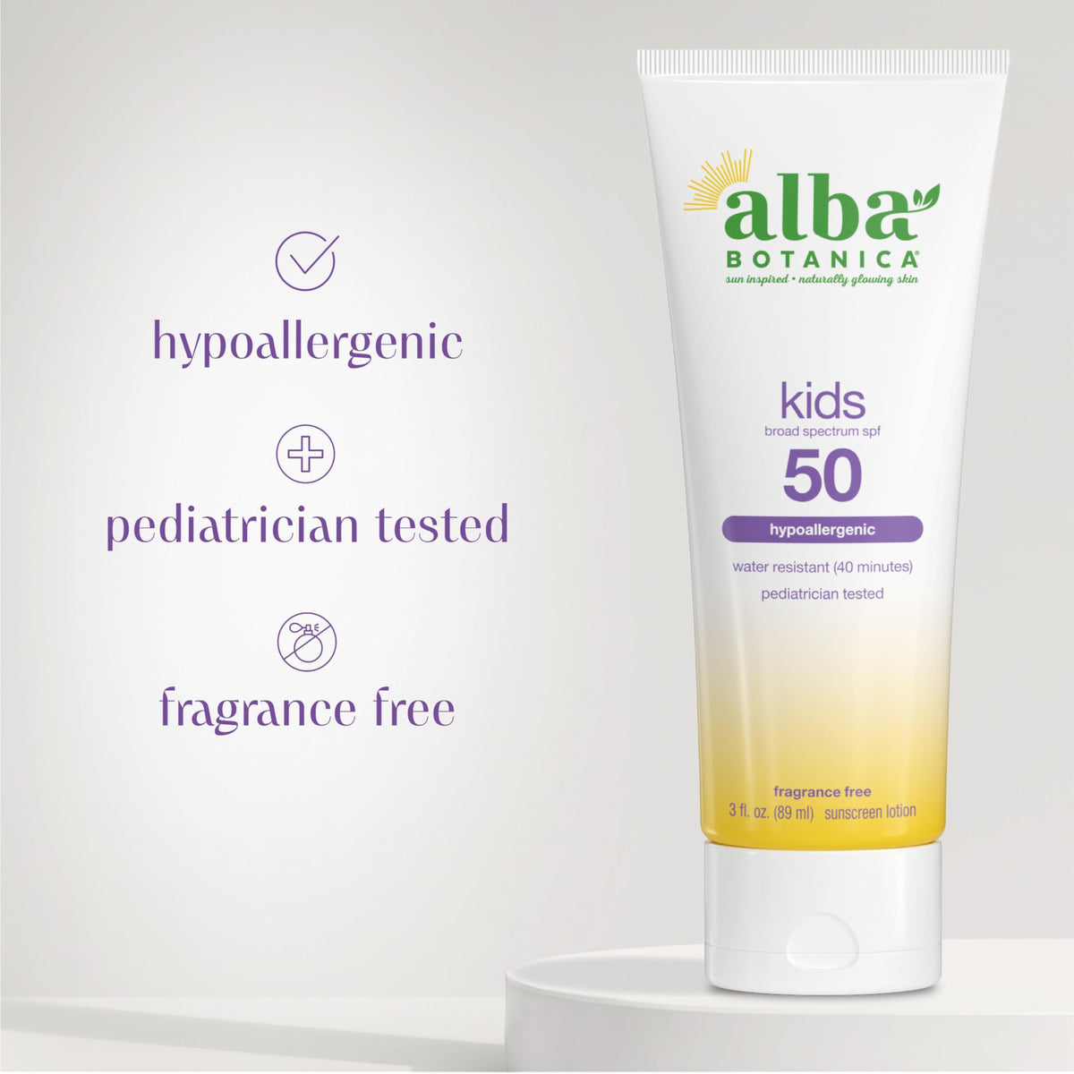 Alba Botanica sunscreen being applied on child’s arm for quick absorption