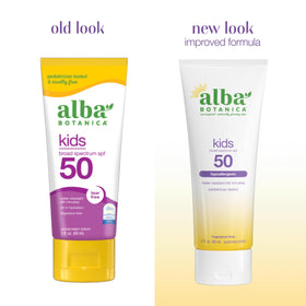 Alba Botanica tube open with lotion texture visible for easy spread