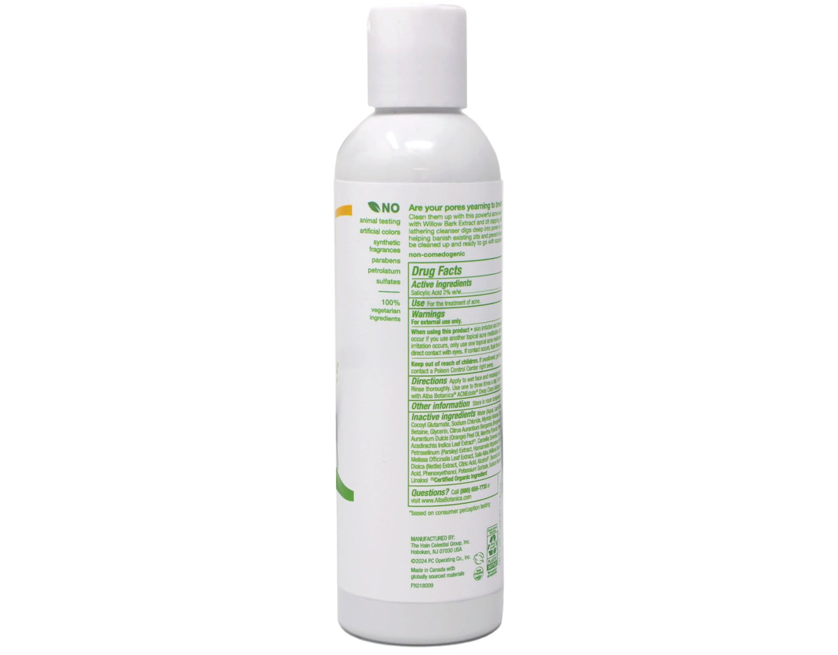 Alba Botanica lather in hand demonstrating foaming action for deep clean