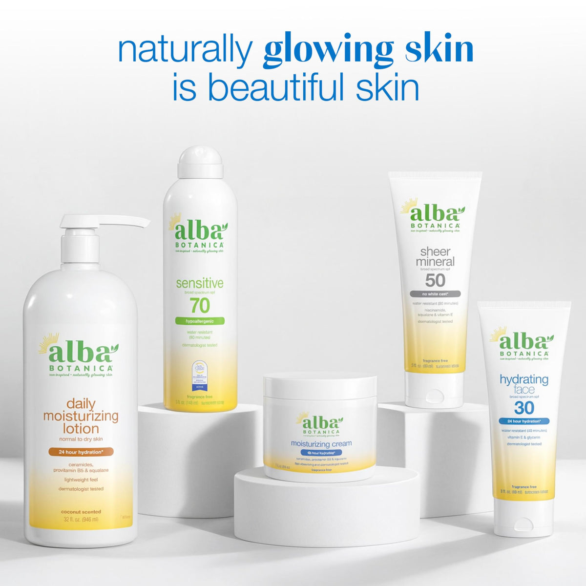 Alba Botanica lotion applied to arm in lifestyle setting demonstrating soft skin